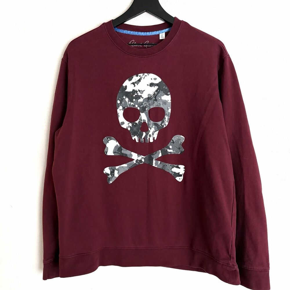Robert Graham Men’s Skull Crossbones Sweatshirt Size XL Burgundy
